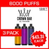 ALFAKHER CROWN BAR – 8000 PUFFS – 3 PACK