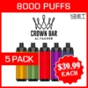 ALFAKHER CROWN BAR – 8000 PUFFS – 5 PACK