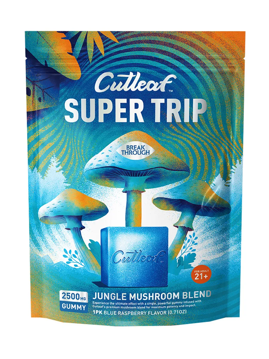 Blue Raspberry Cutleaf Super Trip Jungle Mushroom Blend Gummies 2500MG