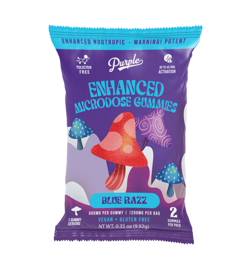Purple Mushroom Enhanced Microdose Gummies | Blue Razz – 3ct