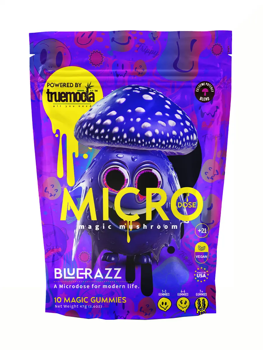 Blue Razz Truemoola Micro Shroom Gummies 10ct