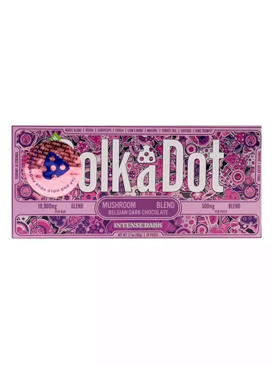 Intense Dark PolkaDot Mushroom Belgian Dark Chocolate 500mg