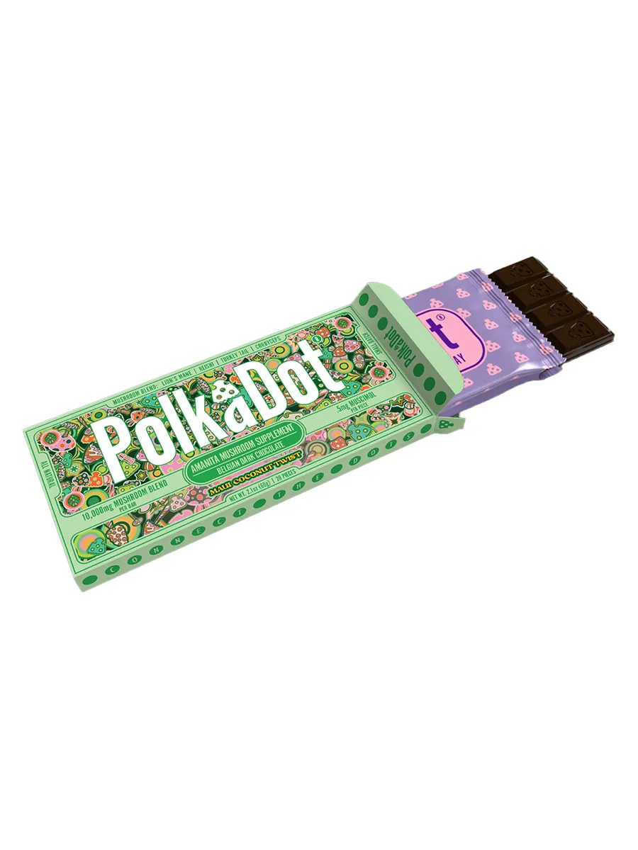 Maui Coconut Twist PolkaDot Mushroom Belgian Dark Chocolate 500mg