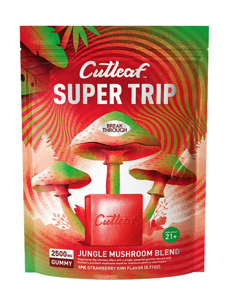 Strawberry Kiwi Cutleaf Super Trip Jungle Mushroom Blend Gummies 2500MG