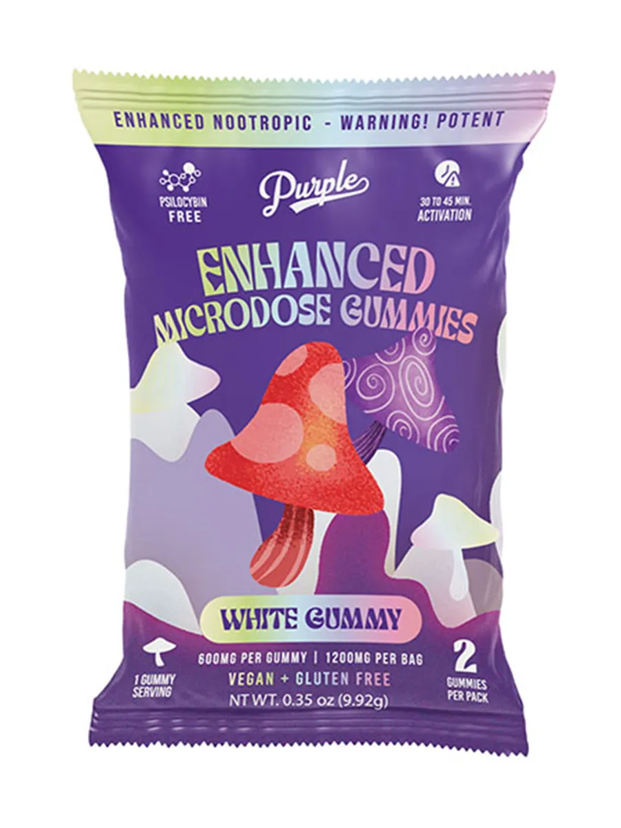 White Gummy Purple Enhanced Microdose Mushroom Gummies 2ct